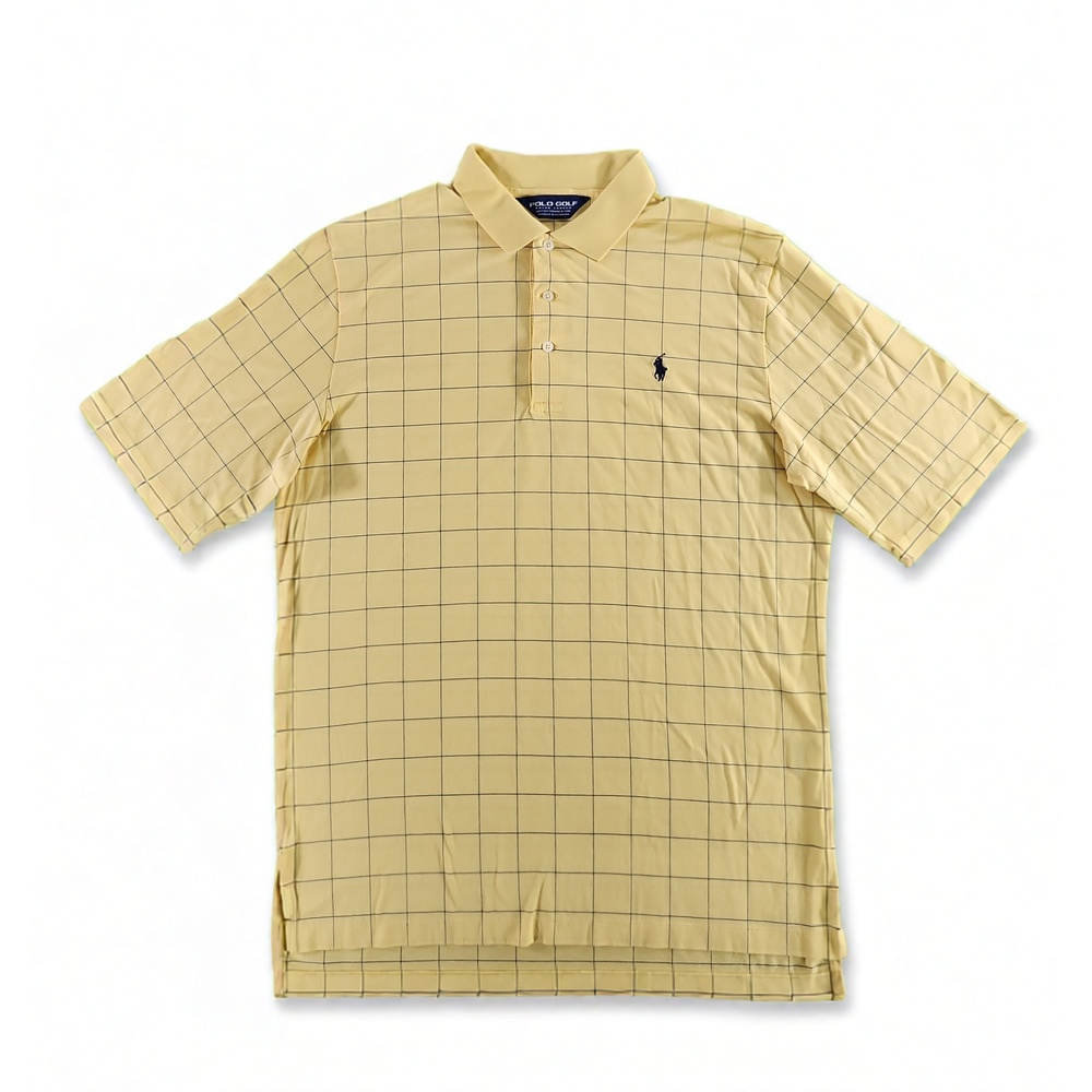 Preppy Minimalist Polo Ralph Lauren Golf Check Polo Shirt Size M Cotton Top